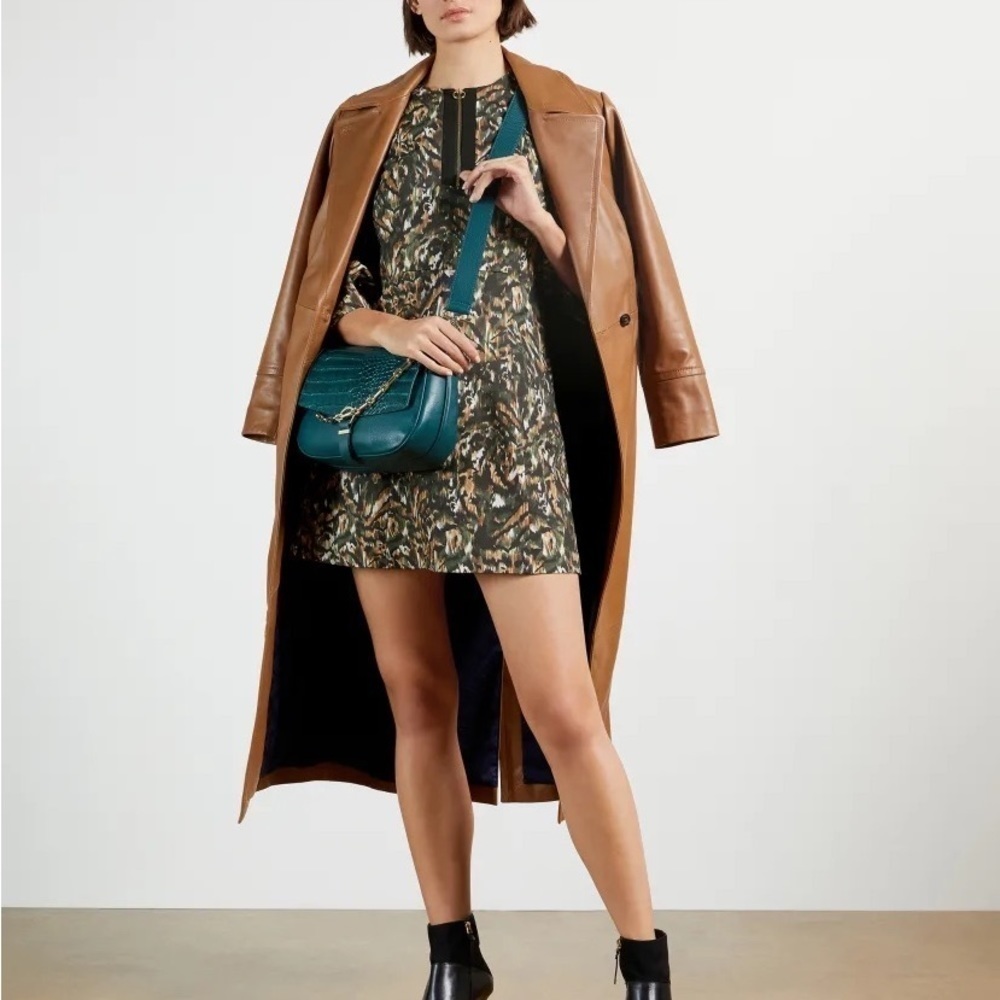 Ted Baker London Holiiy Urban Printed Mini Dress In Khaki Size Us 8 Ted 3